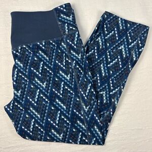 Nike Women’s Dri-FIT Blue Geometric Leggings Capri Size Large Activewear